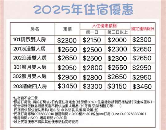 2025年衫之林4-10月住宿優惠