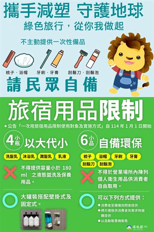114.01.01起不再免費提供一次性備品