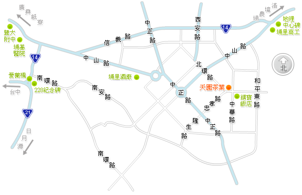 交通地圖-埔里天園茗茶